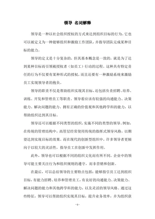 领导 名词解释
