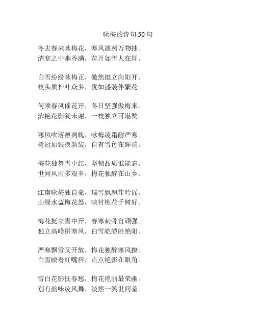 咏梅的诗句50句