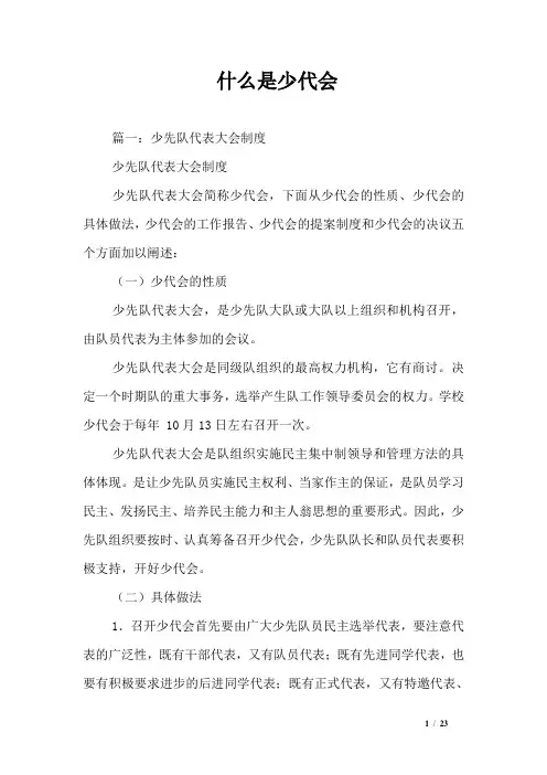 什么是少代会