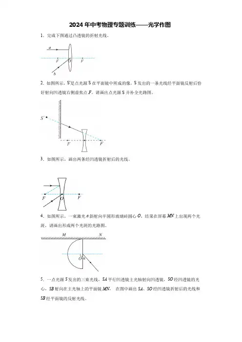 2024年中考物理专题训练——光学作图(含解析)