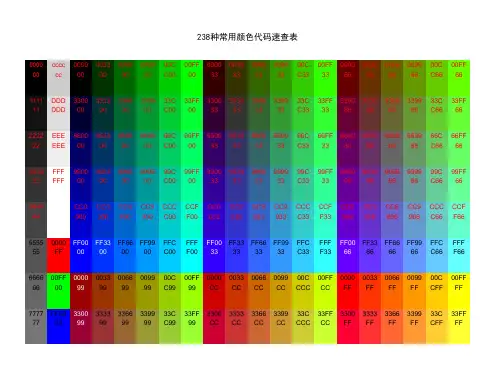 238种常用颜色代码速查表