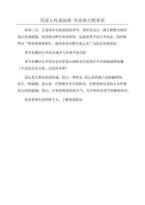 用爱心传递温暖 用真情点燃希望