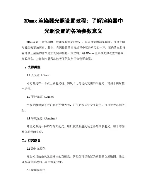 3Dmax渲染器光照设置教程：了解渲染器中光照设置的各项参数意义