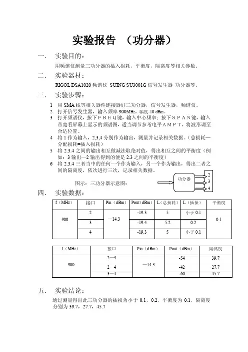 实验报告（功分器）