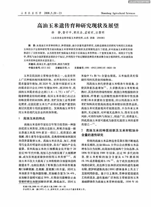 高油玉米遗传育种研究现状及展望