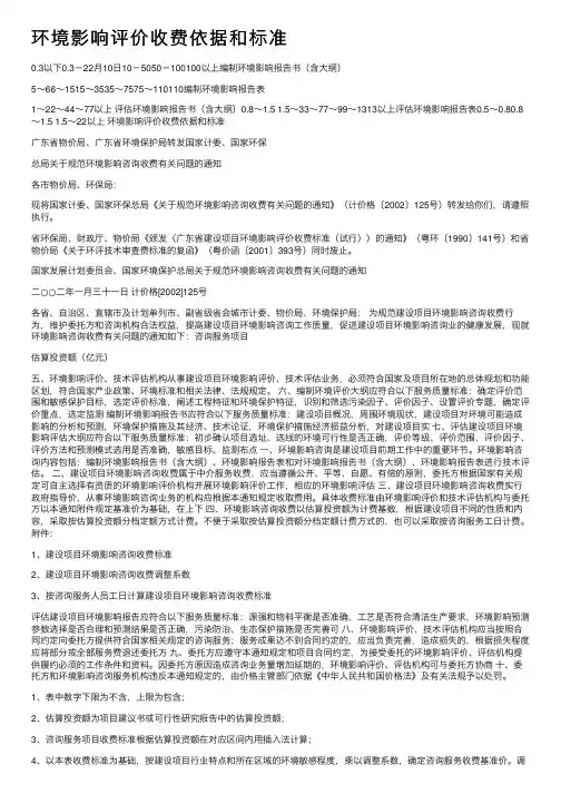 环境影响评价收费依据和标准