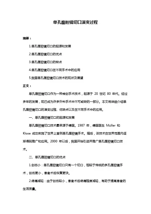 单孔腹腔镜切口演变过程
