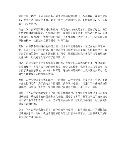 初中古琴培训心得体会范文