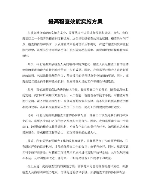 提高稽查效能实施方案