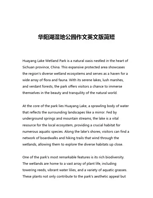 华阳湖湿地公园作文英文版简短