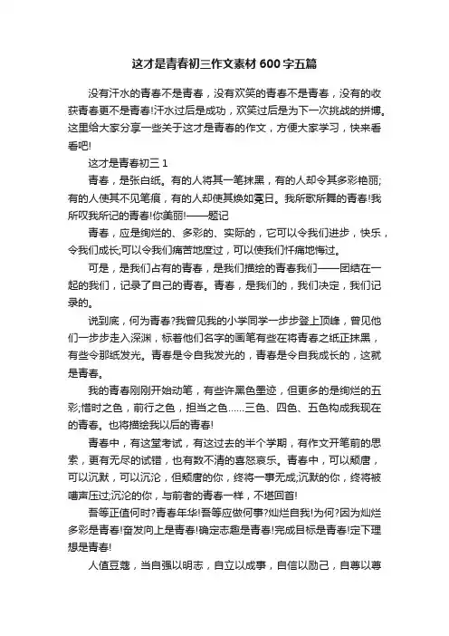 这才是青春初三作文素材600字五篇