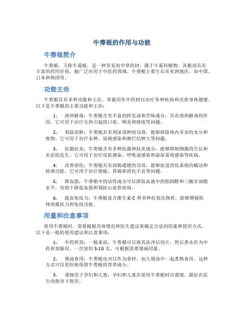 牛蒡根的作用与功能主治与用量