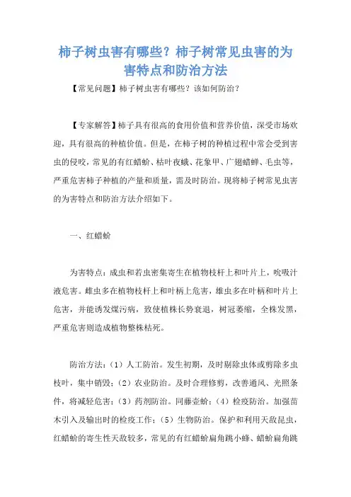 柿子树虫害有哪些？柿子树常见虫害的为害特点和防治方法