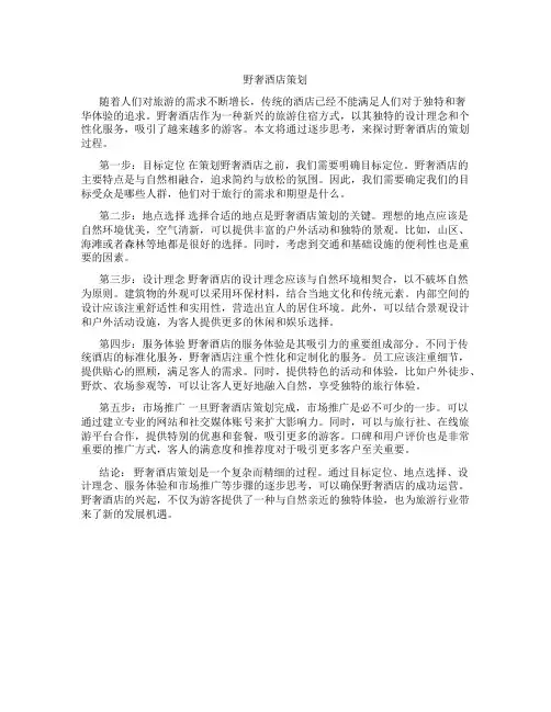 野奢酒店策划
