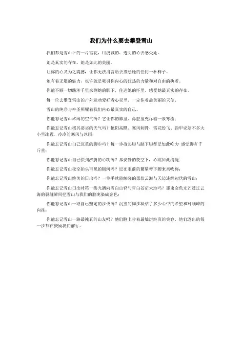 高中地理秘境传奇我们为什么要去攀登雪山素材