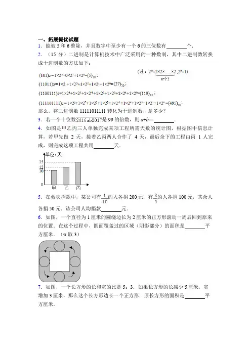 河南省郑州市新郑市外国语小学六年级数学竞赛试卷及答案_学科竞赛
