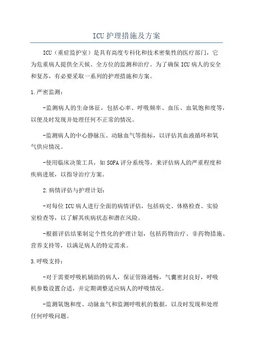 ICU护理措施及方案