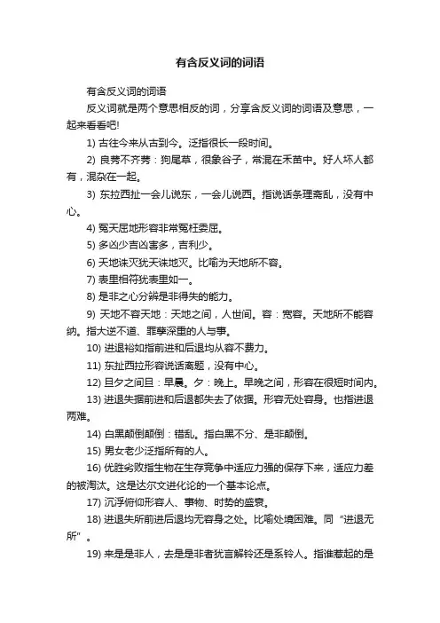有含反义词的词语