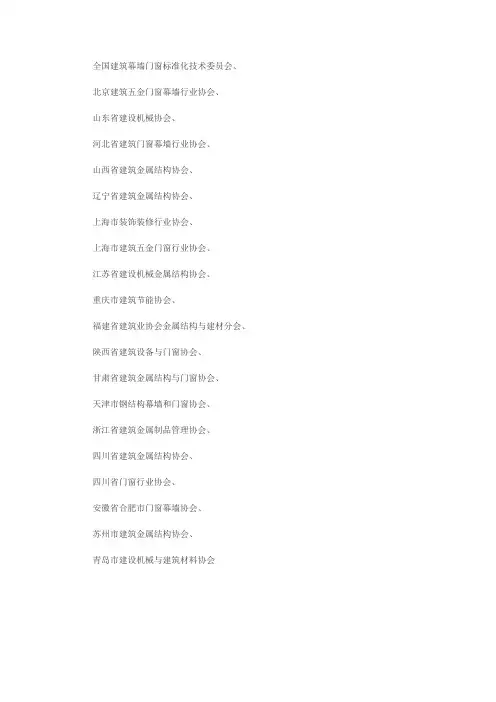 全国建筑门窗行业协会名录