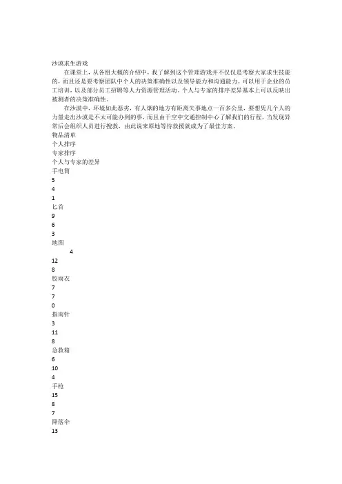 沙漠求生游戏答案