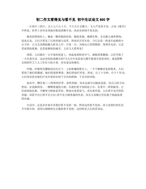 初二作文看得见与看不见 初中生议论文600字