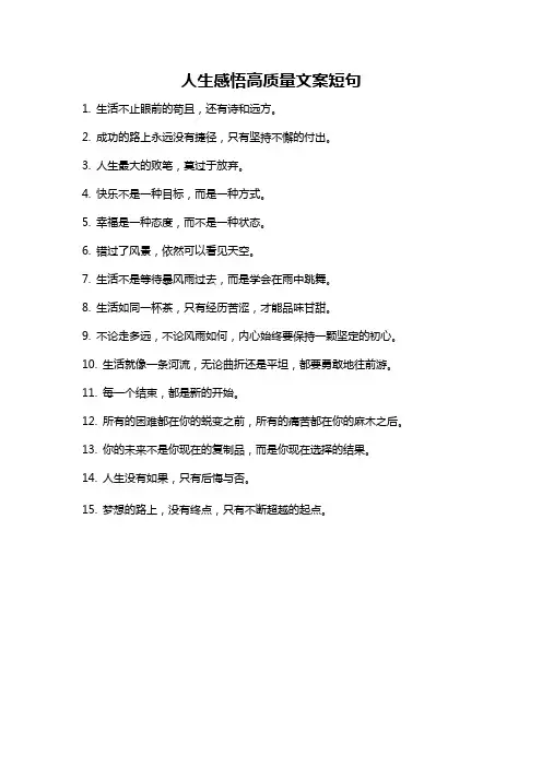 人生感悟高质量文案短句
