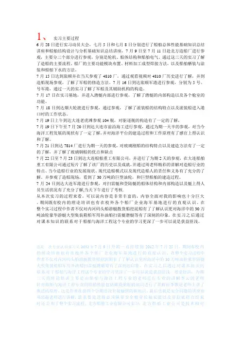 哈尔滨工程大学船舶工程学院实习总结报告