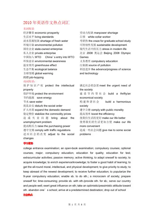 2010热点词汇