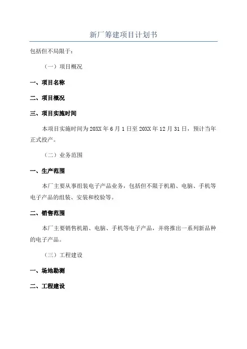 新厂筹建项目计划书