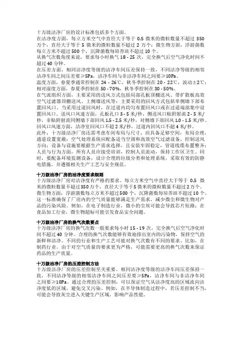 十万级洁净厂房设计标准有哪些