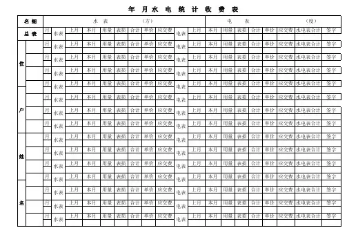 水电费统计收费表