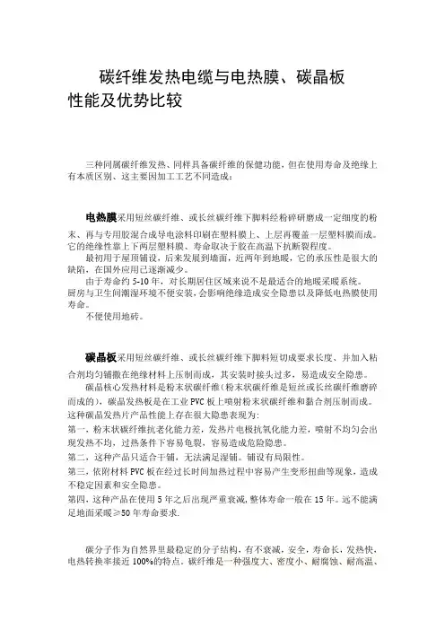 碳纤维发热电缆与电热膜、碳晶板