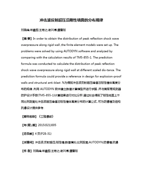 冲击波反射超压沿刚性墙面的分布规律