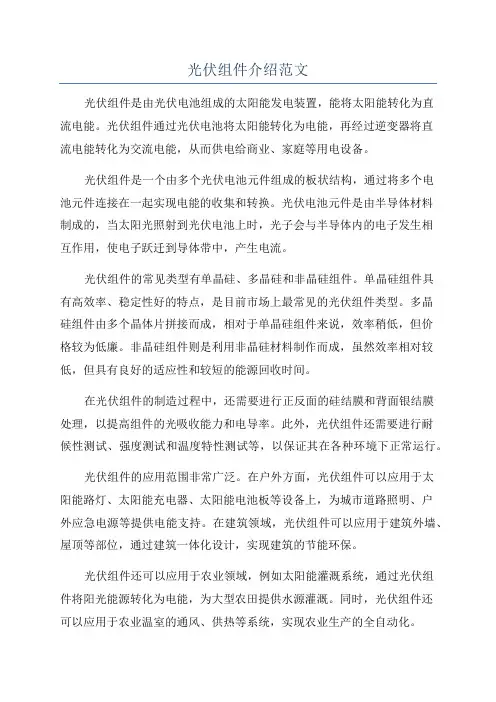 光伏组件介绍范文