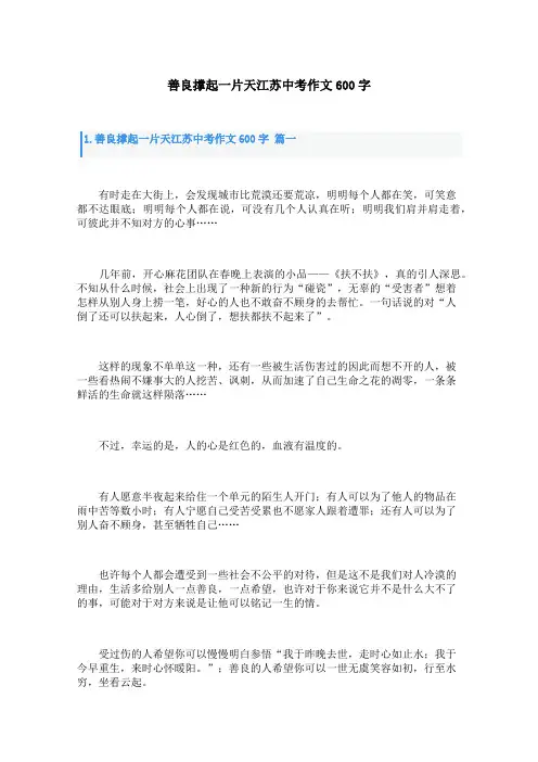 善良撑起一片天江苏中考作文600字