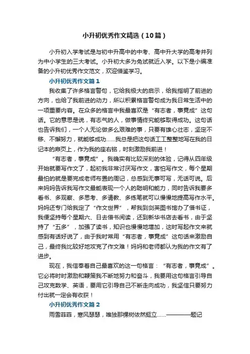 小升初优秀作文精选（范文10篇）