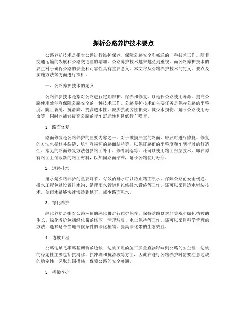 探析公路养护技术要点