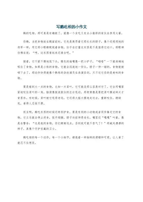 写鹅吃相的小作文