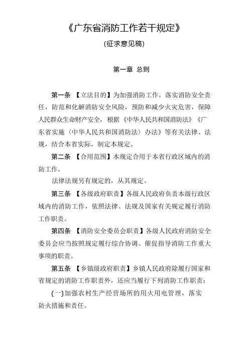 广东省消防工作若干规定【模板】