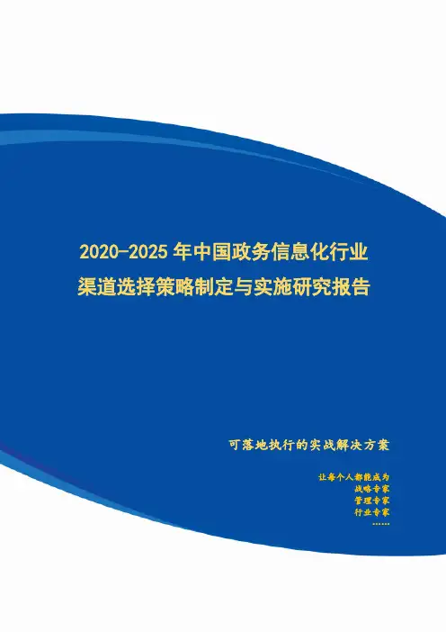 2020-2025年中国政务信息化行业渠道选择策略制定与实施研究报告