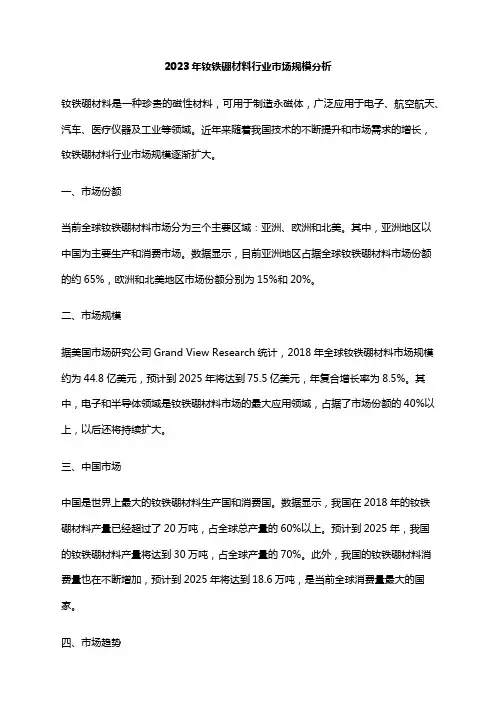 2023年钕铁硼材料行业市场规模分析