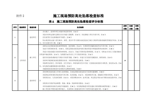 施工现场预防高处坠落检查标准