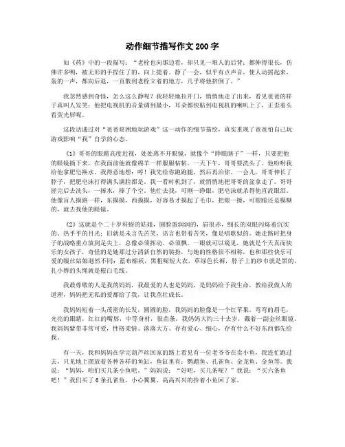 动作细节描写作文200字