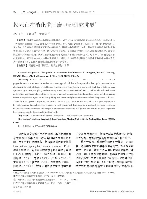 铁死亡在消化道肿瘤中的研究进展