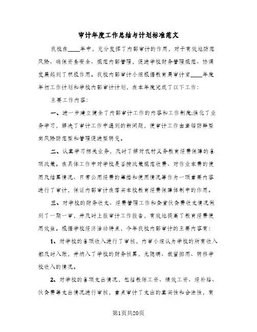 审计年度工作总结与计划标准范文(八篇)
