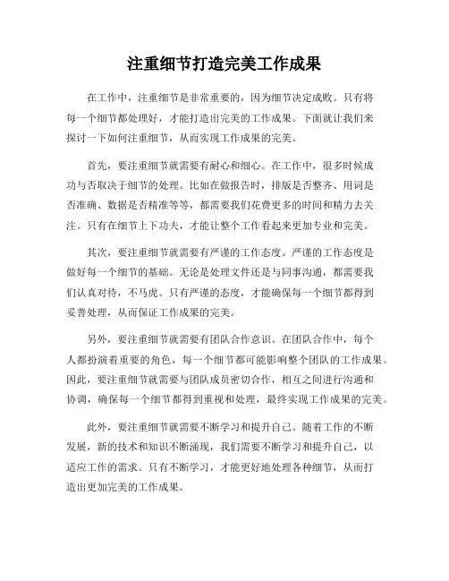 注重细节打造完美工作成果