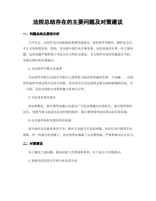 法院总结存在的主要问题及对策建议 (3)