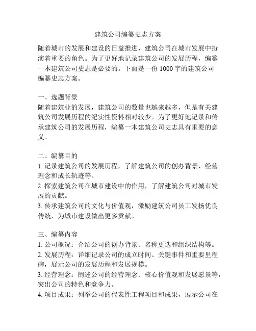 建筑公司编纂史志方案