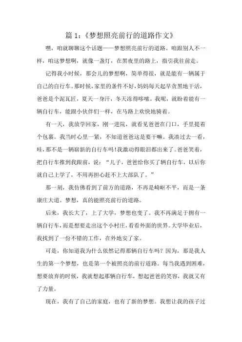 《梦想照亮前行的道路作文》精选7篇