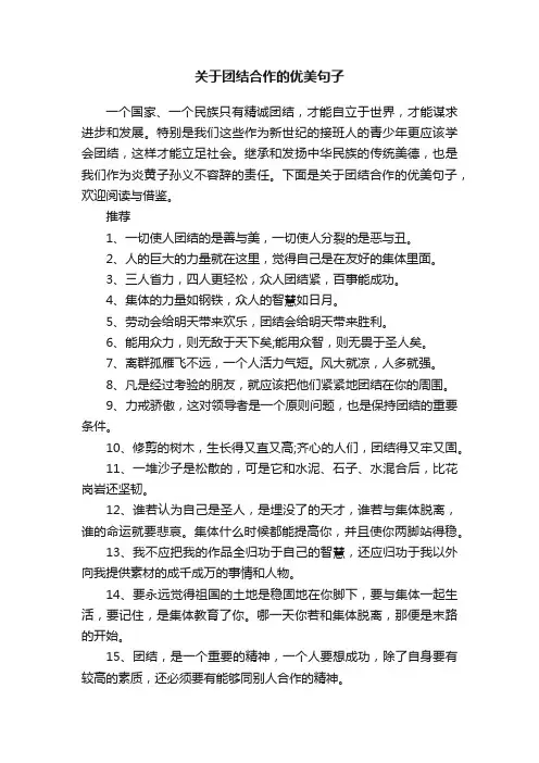 关于团结合作的优美句子